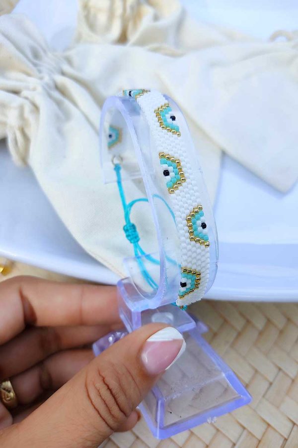 Pulsera peyote ojo turco menta miyuki