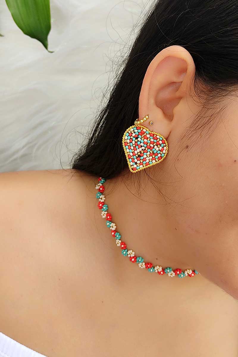 Maxitopos corazon 3,5 cm verde menta rojo