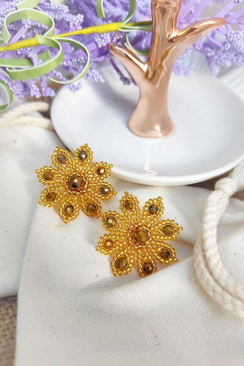 Topos flor mostacilla dorados