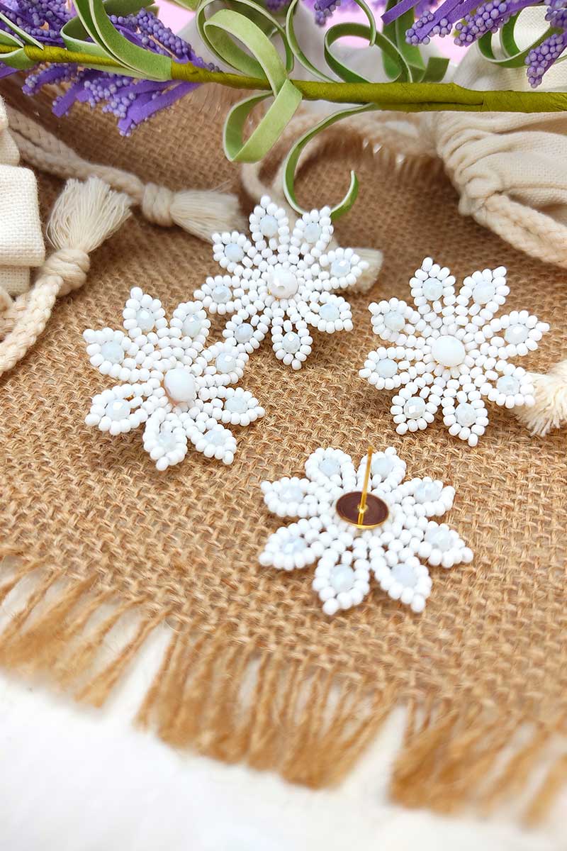 Topos flor mostacilla blanco