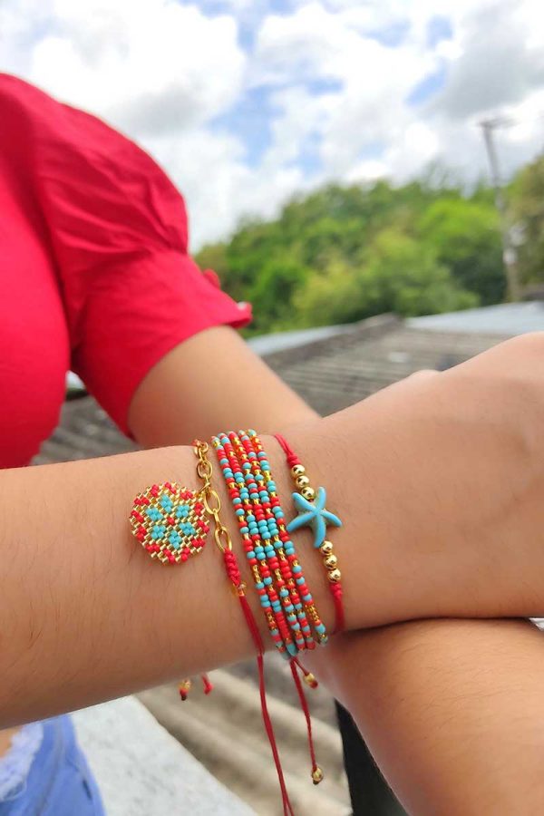 Set pulseras flor de navidad miyuki