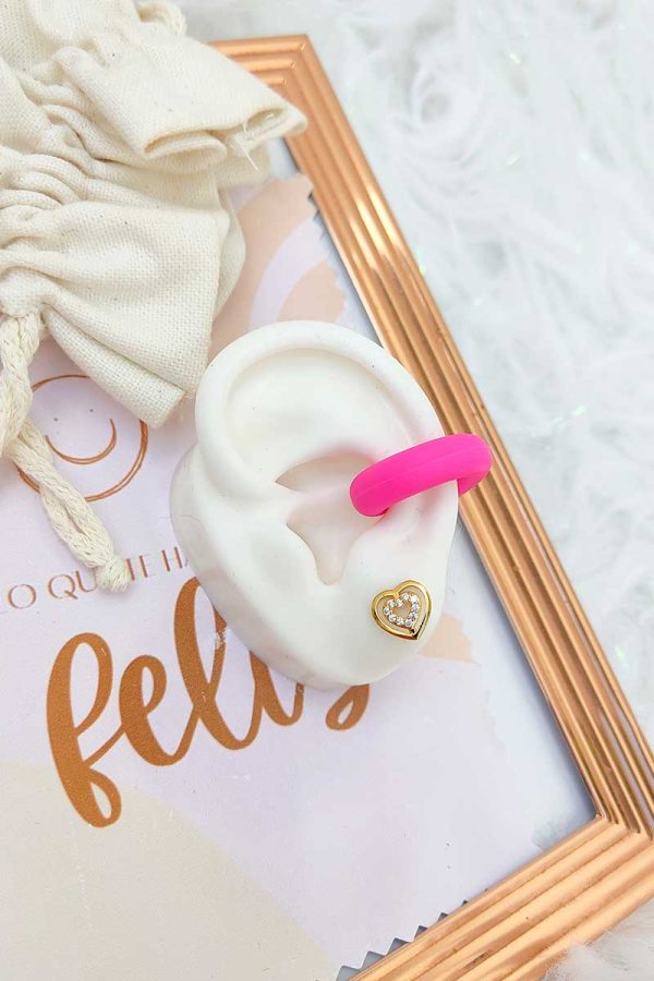 Earcuff grueso arcilla polimerica fucsia