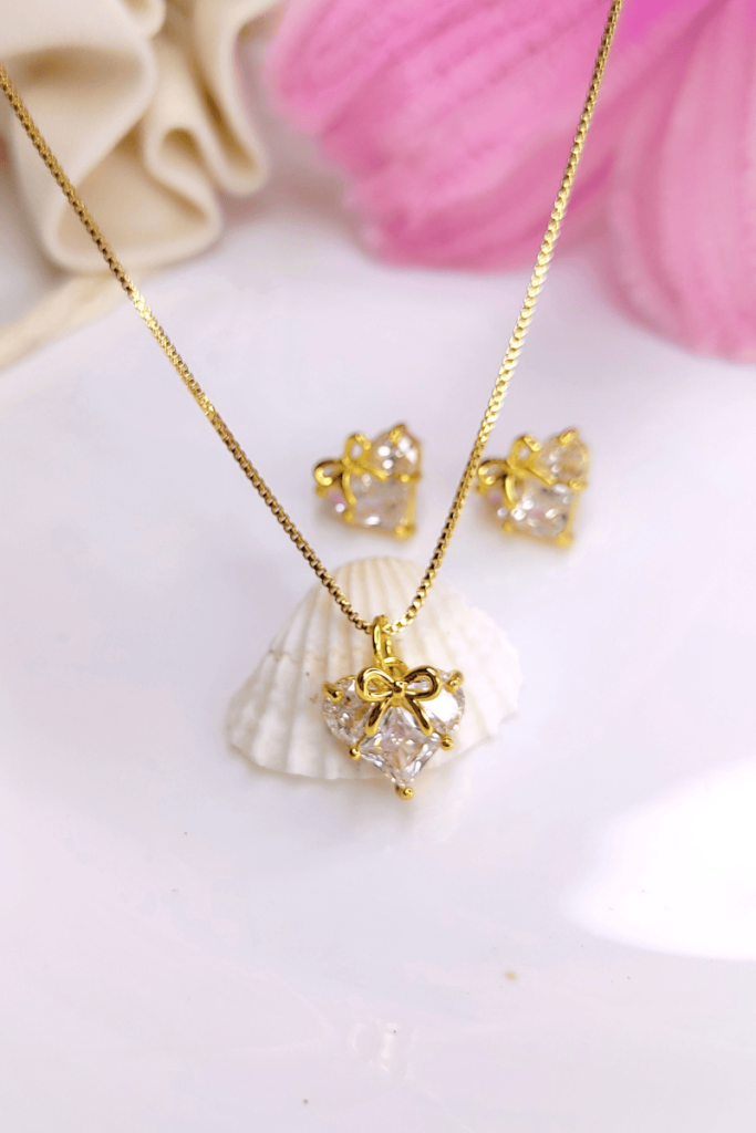 Cadena corazon corcbata circon covergold