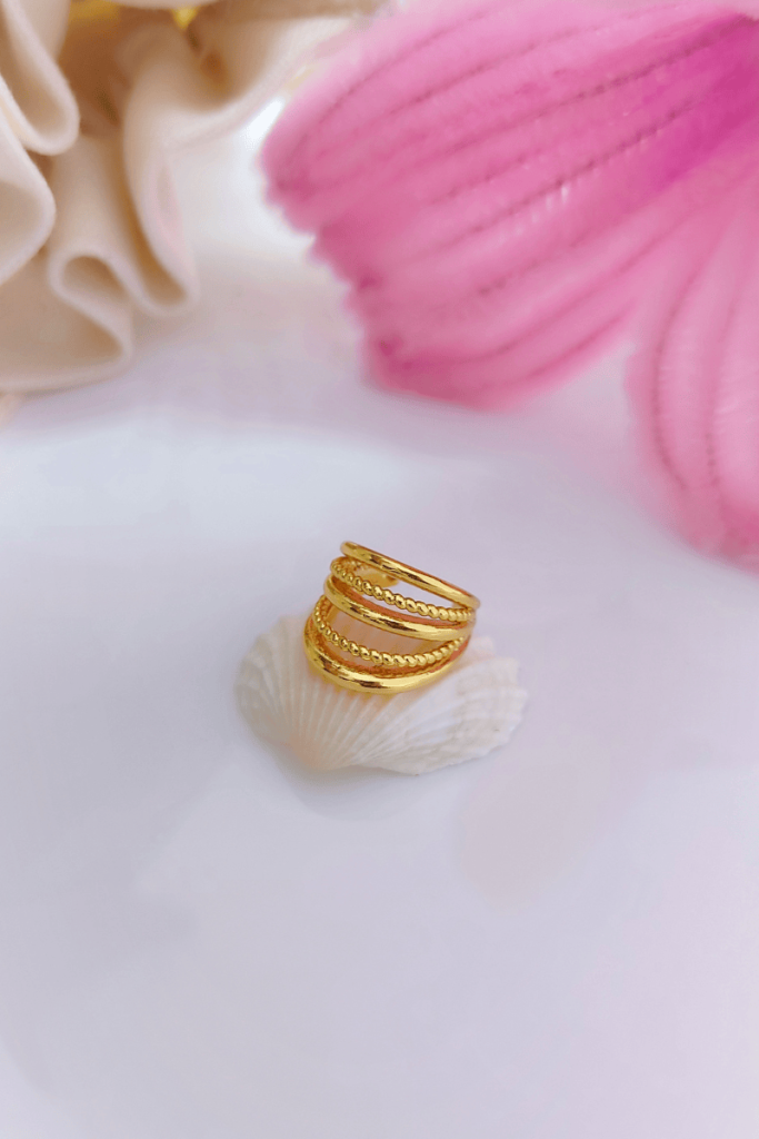 Earcuff 5 linea liso entorchado covergold